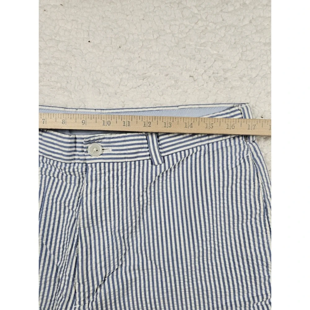 Brooks Brothers 346 Seersucker Shorts Mens W35‎ Blue White Stripe Cotton 8
